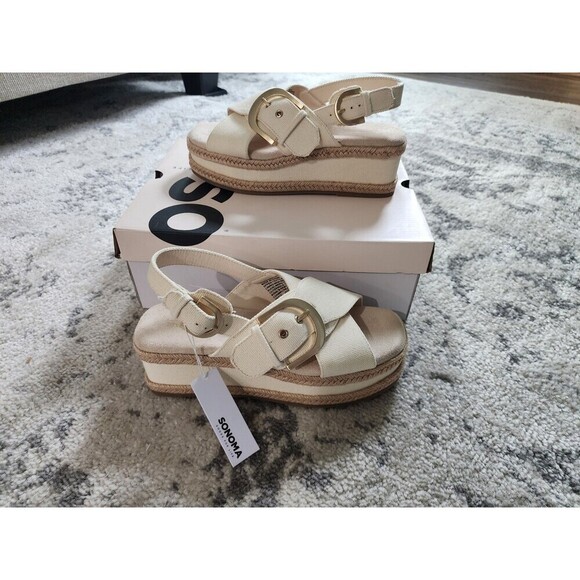 Sonoma Shoes - NEW Sonoma Women's CIANNA Comfort Strappy Slingback Sandals CREAM Size 6